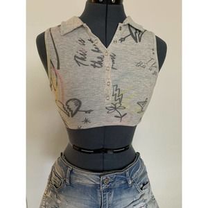 NWT Jaded London Young Women's Polo Print Tank Crop Top, Size: UK (6), US (2)